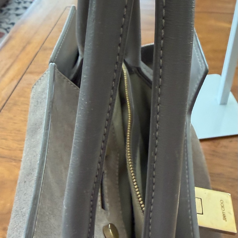 Authentic Jimmy Choo Taupe Suede Rebel Tote 👜 EUC - Picture 7 of 11